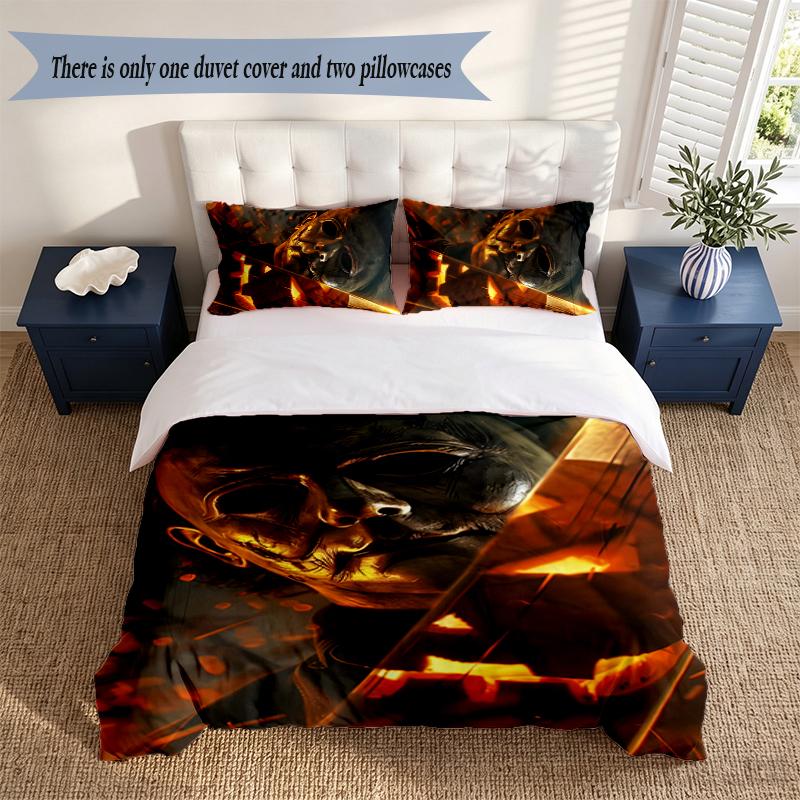 Michael Myers 3‑Piece Bedding Set Soft Microfiber Duvet Cover Pillowcases Comfortable Bed Linen for Bedroom Decoration