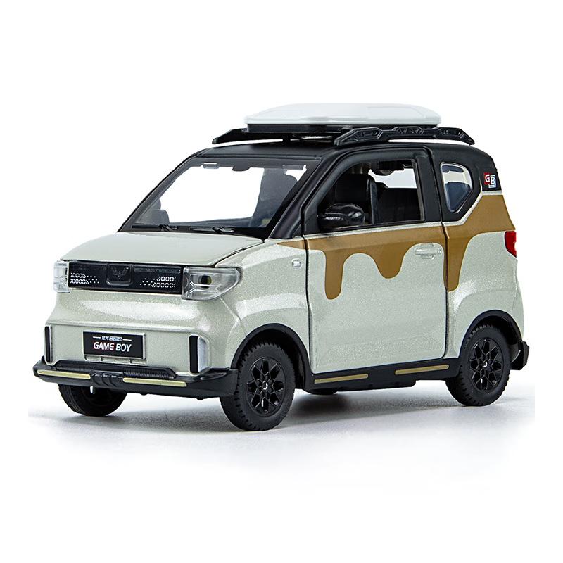 1/24 WuLing MINI EV GAME BOY Alloy Car Diecasts & Toy Vehicles Car Model Sound and Light Pull Back Car Toys for Kids Gifts
