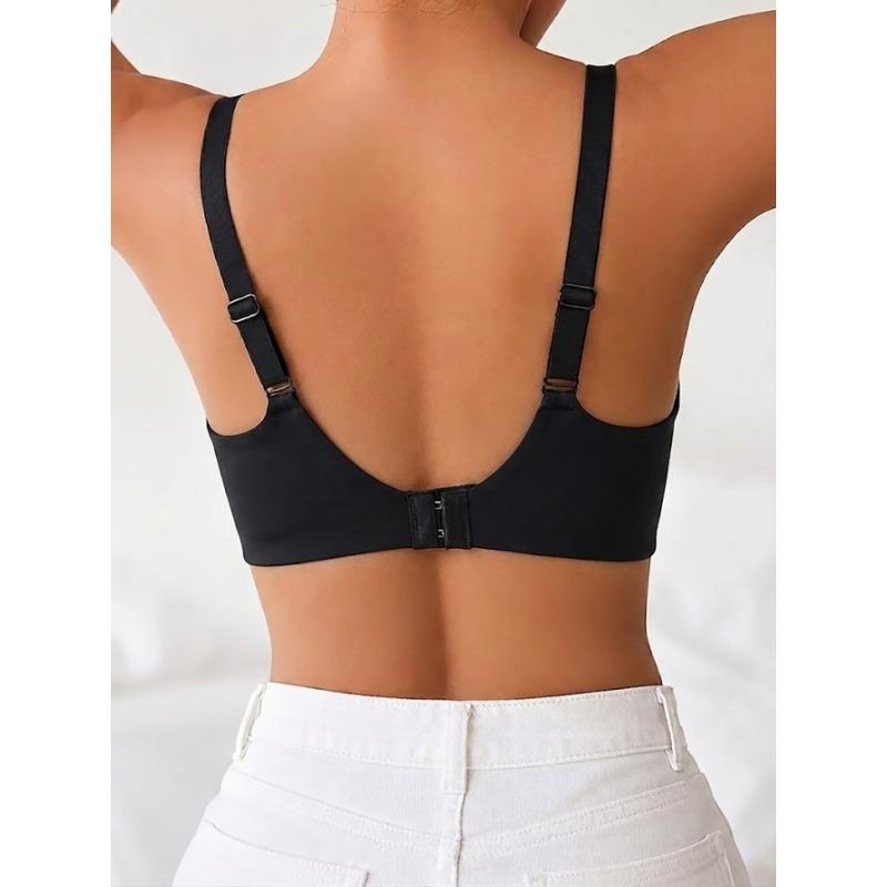 Women S Plus Size Seamless Deep V Leopard Print Thin Underwire Free Bra