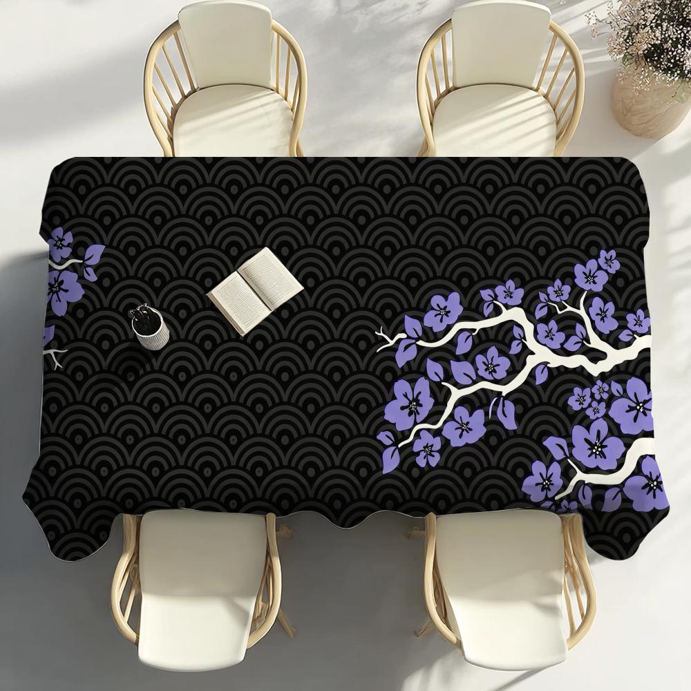 Japanese Style Pink Sakura Table Cloth Home Party Picnic Dining Room Kitchen Desktop Patios Easy to Wipe Clean Stain-Proof
