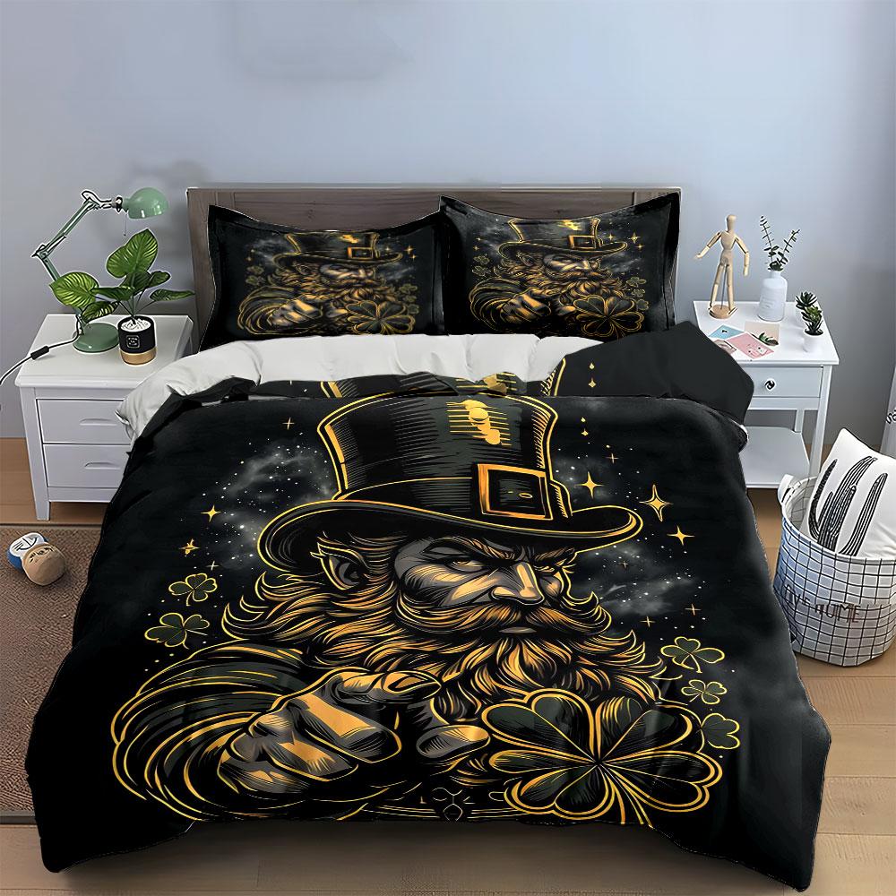 "Lucky Clover Decor Set" Bedding Set with 1 Duvet Cover 2 Pillowcases Single Double King Queen, Gift
