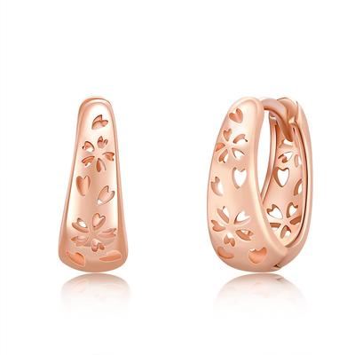 Серьги-кольца StoryMidir Cherry Blossom Flower Hoop Pink Japanese 925 Gypoallergenic to Spring Sakura Hoop Rose Gold Gift for White Anniversary Earrings, Earrings,
