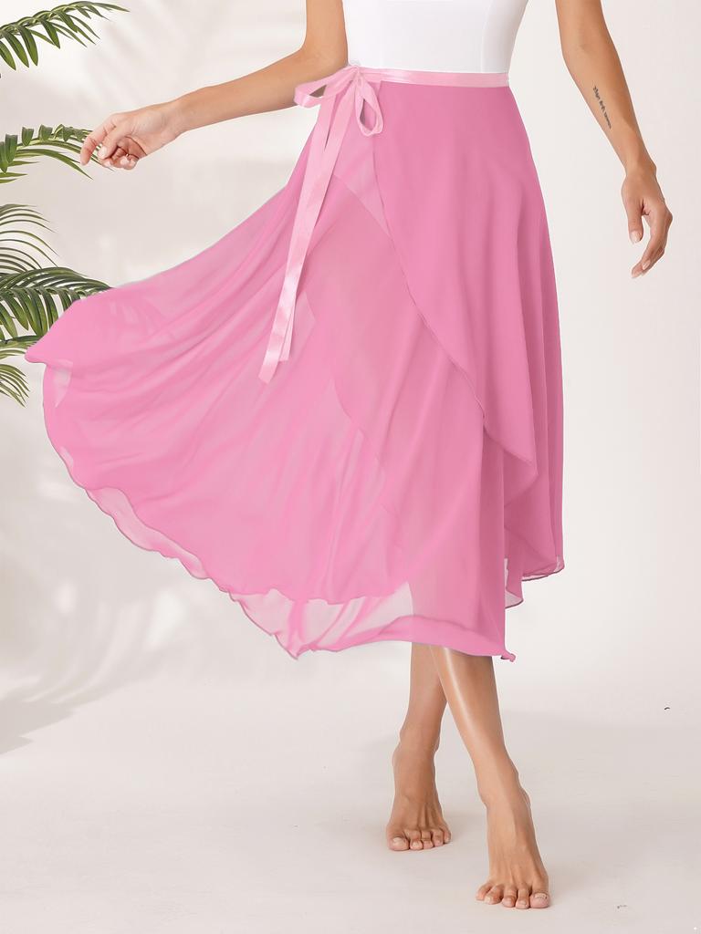 Ladies Professional Ballet Dance Wrap Skirt Chiffon Adult Asymmetrical Skirt Modern Dance Training Accessories