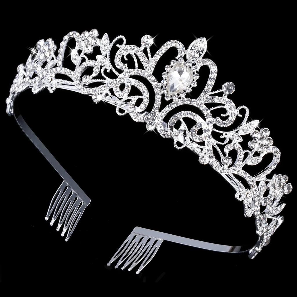 Crystal Crowns and Tiaras with Comb Headband for Girl Women Princess Birthday Party Wedding Prom Bridal Christmas Party Gifts