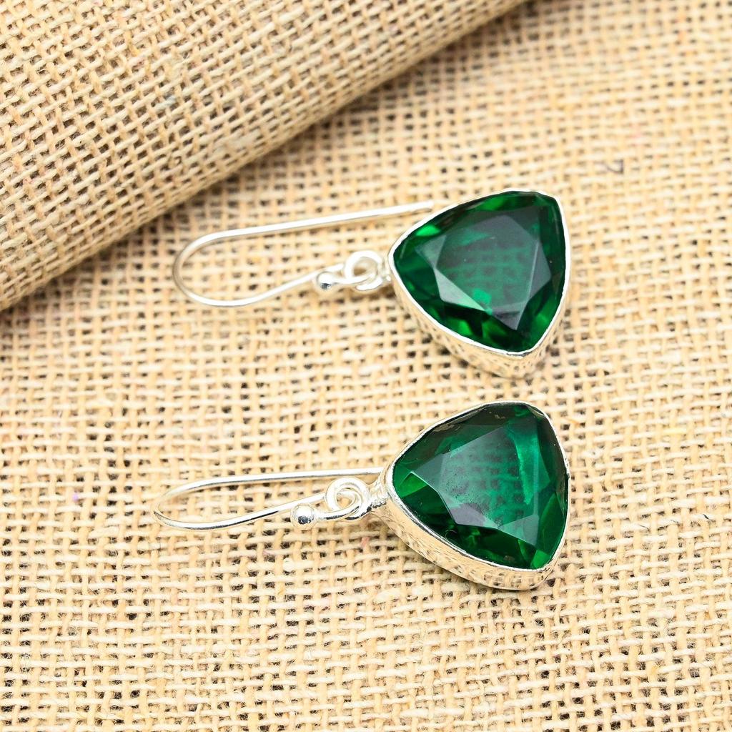 Ювелирные серьги ручной работы из стерлингового серебра 925 пробы с хром-диопсидом для женщин