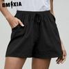Женские летние хлопковые и льняные повседневные свободные шорты А-силуэта с широкими штанинами для женщин