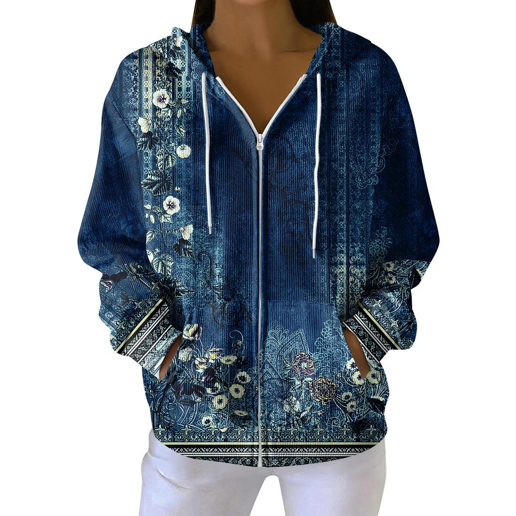 Женская повседневная модная вязаная толстовка с длинными рукавами и застежкой-молнией, с рождественским принтом