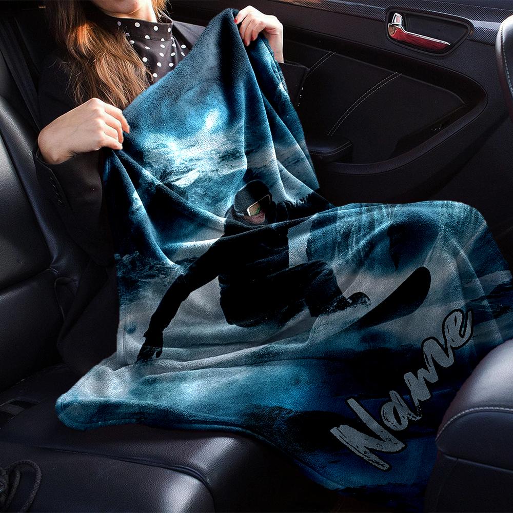 Custom Name ski Theme Printed Blanket - Perfect for Couch, Bed, Travel & Outdoor Use | Machine Washable, Cozy & Durable.