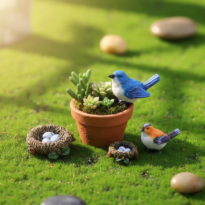 4 шт. Мини-фигурка птицы Модель Мультяшные смоляные поделки DIY Фигурки для растений бонсай Сад фей Миниатюры для кукольного домика Декор