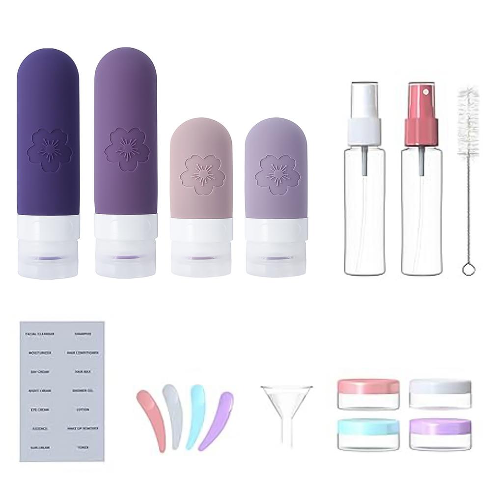 17 Pack Silicone Travel Bottles Set Wide Mouth Design Travel Containers for Shampoo Conditioner Lotion