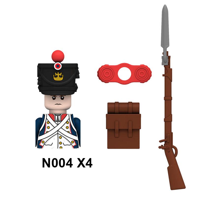 4pcs Military Building Blocks Medieval Knights Duke Marshal Figures Napoleonic Wars Weapons Sword Flags Shoulder Armor Cape Brick MOC