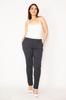 Women's Style Plus Size Pants Big Size Navy Blue Striped Classic Trousers With Side And Back Flap Pockets