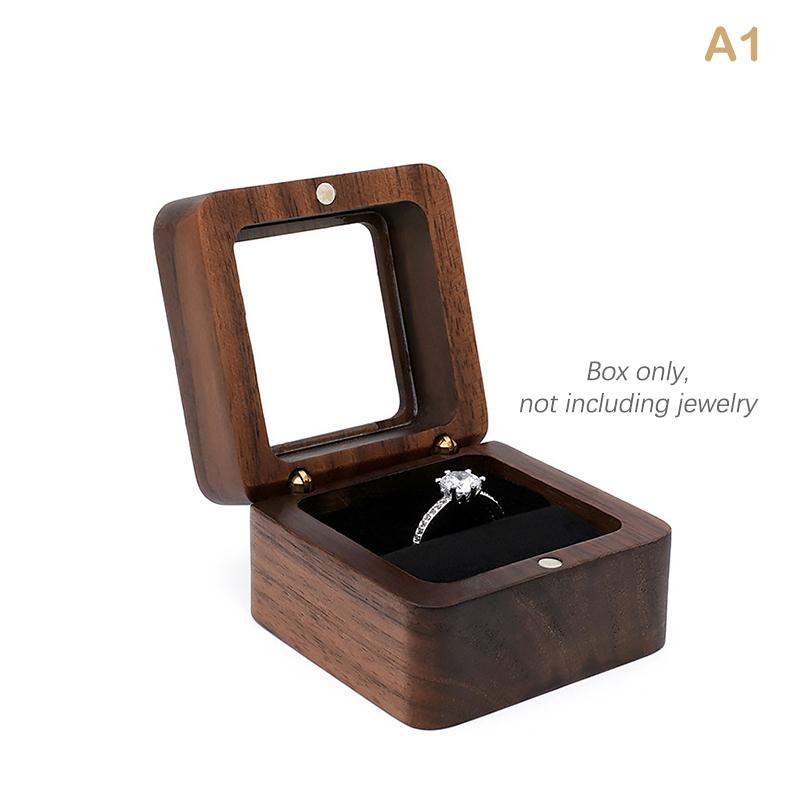 Шкатулка для ювелирных изделий из цельного дерева грецкого ореха, шкатулка для обручальных колец, маленькая настольная для хранения ювелирных изделий