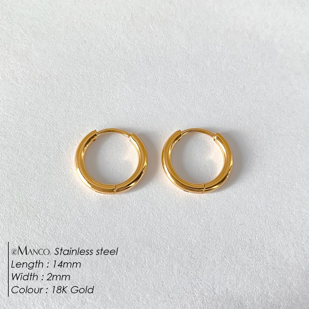 EMANCO 12/14/18MM Stainless Steel Ear Buckle for Women Simple Classic Small Steel Earrings Stud Thin Hoops Earrings Jewelry Gift