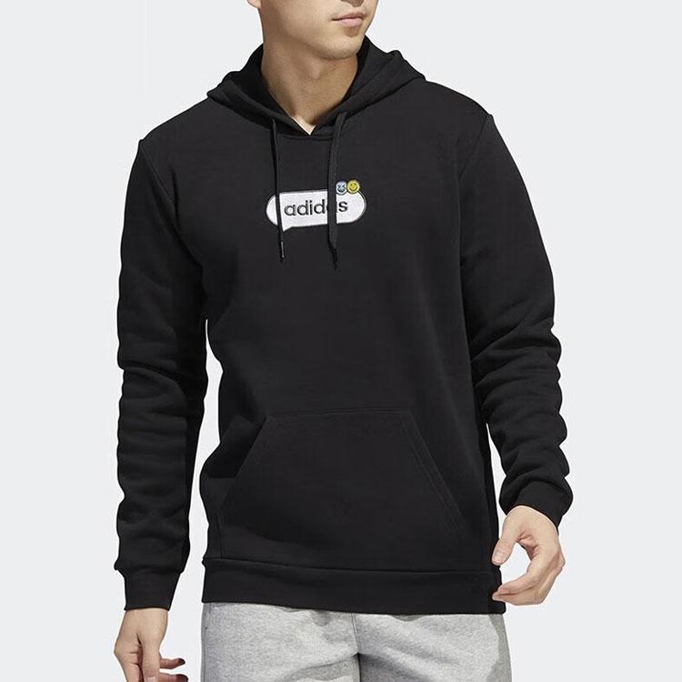 adidas Толстовка спортивная с капюшоном с вышитыми буквами мужская толстовка черная HK6756