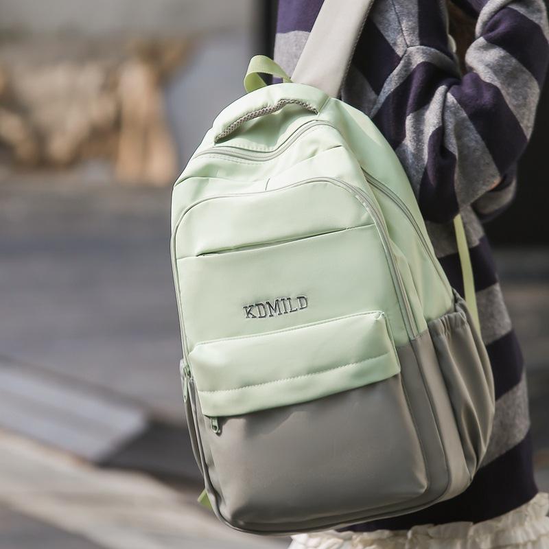 Студенческий школьный рюкзак, женский рюкзак с цветными блоками, компьютерный рюкзак большой емкости, мужской рюкзак для средней школы