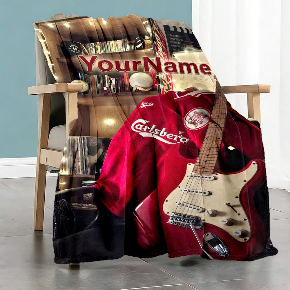 Liverpool Customize Text Blanket Multi-purpose Customizable Blanket Soft Warm Cozy Versatile for Livingroom Couch Home Decor Picnics
