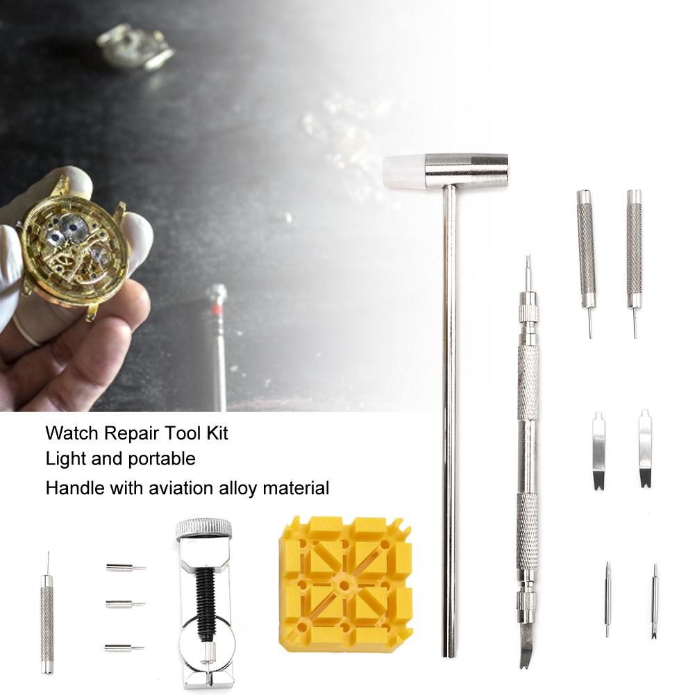 Набор инструментов для ремонта часов из 14 предметов, молоток для часов, набор инструментов для снятия ремешка для часов