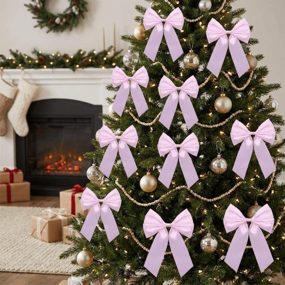 10Pcs Reusable Xmas Tree Bows Solid Color Christmas Decorative Bow Christmas Wreaths Bow Xmas Decor