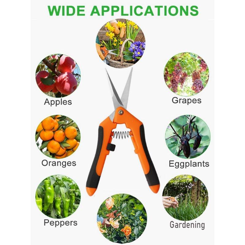 1pcs Gardening Scissors Stainless Steel Garden Branch Pruning for Tree Shears Fruit Picking Scissor Weed Potted Flower Pruners