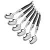 6pcs Laguiole Dinner Spoon  8'' Stainless Steel Long Handle Table Spoons White Cutlery Black Big Serve Scoop Set Dinnerware