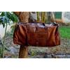 Vintage Genuine Goat Brown Leather Travel Luggage Duffel Weekender Overnight Bag