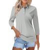 Women's Fashion Casual Lapel Short 3/4 Sleeve Solid Color Shirt Women's Button Up Tops