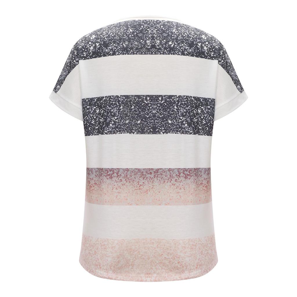 Свободная женская футболка с v-образным вырезом и коротким рукавом, летняя блузка с принтом в полоску, уличная одежда