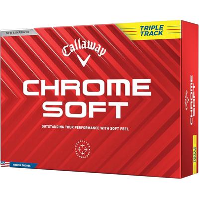 Мячи для гольфа Callaway Chrome Soft Желтые 12 шт. Triple Track Трехкомпонентная структура