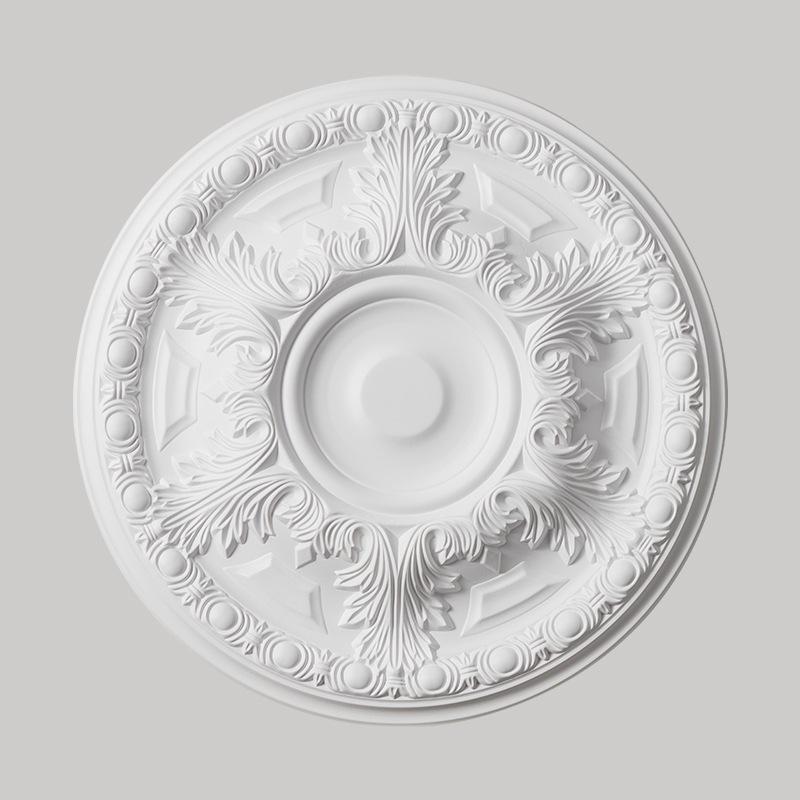 Ретро Кремовый Французский Резной Гипсовый Круглый Потолочный Светильник-Тарелка