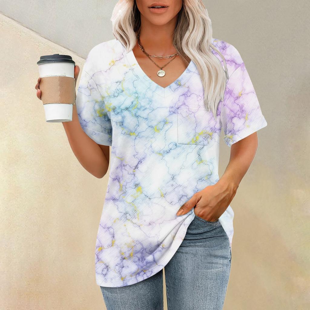 Женские футболки с V-образным вырезом и коротким рукавом, летние топы, повседневные базовые футболки, модные