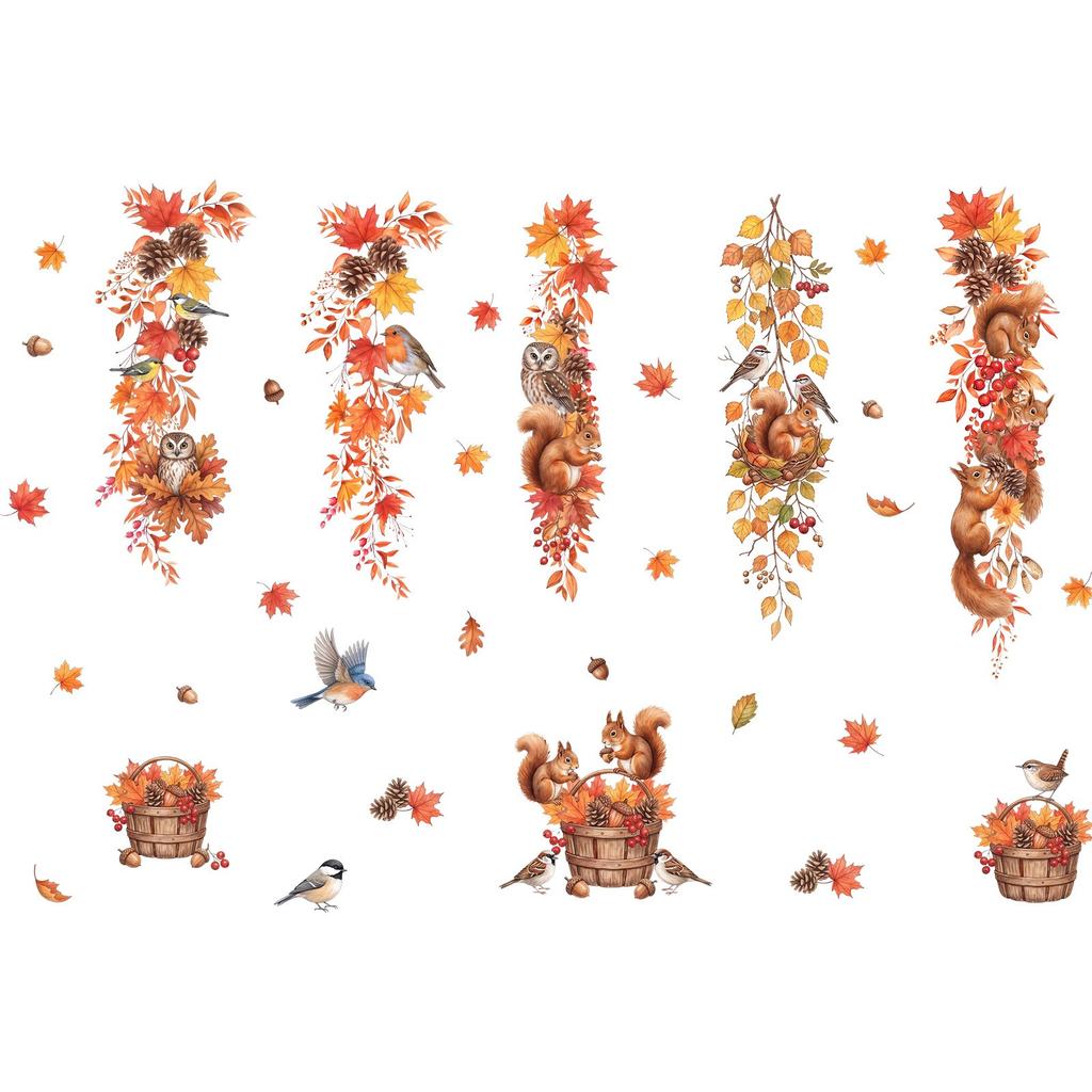 Autumn Window Clings Reusable Window Decals Thanksgiving Window Stickers