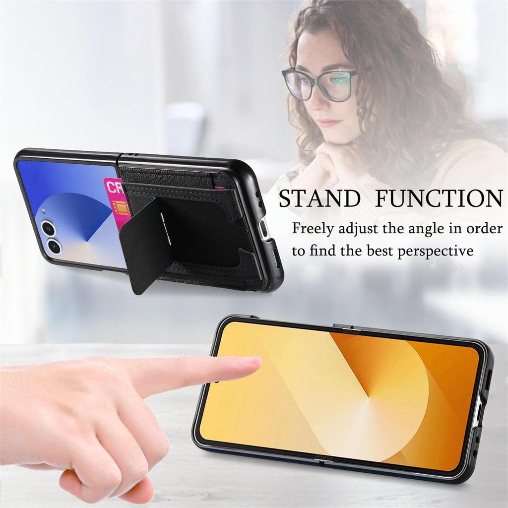 Кожаный чехол для телефона Samsung Z Flip 7/6 со слотом для карт и защитой от падения для складного экрана