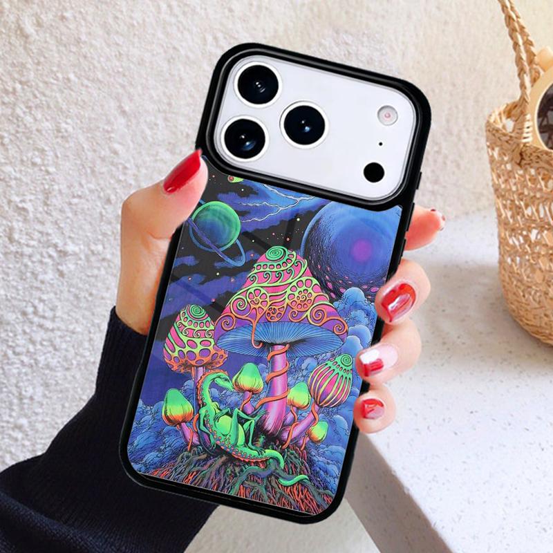 Психоделический коллаж из грибов для чехла на телефон iPhone 17 Air 16 15 14 13 12 11 Pro Max Plus