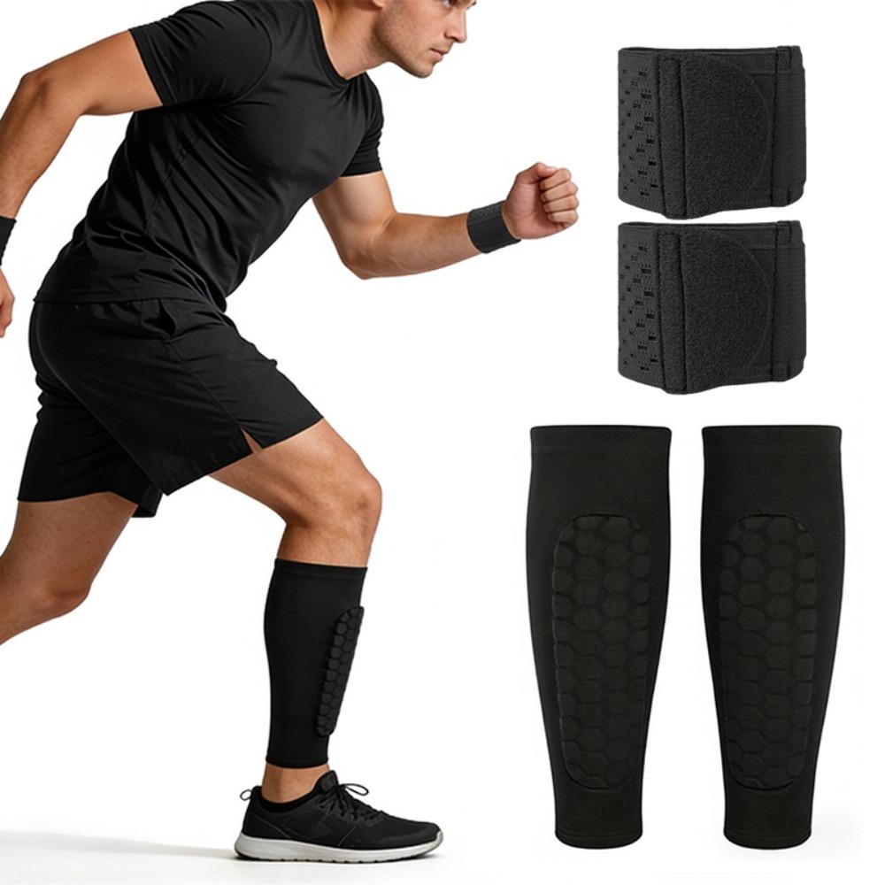 1Pair Honeycomb Shin Guards Ski Leg Pads Breathable Anti Collision Soccer Basketball Cycling Protective Elastic Sport Leggings