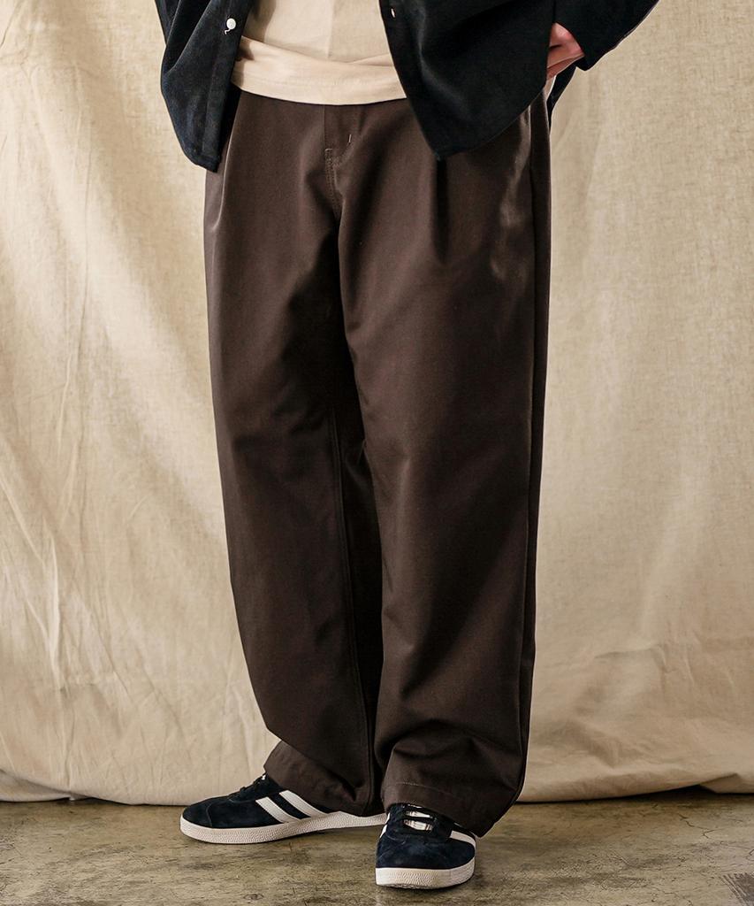 JEMUT Deck One-Pleat Cp Wide Pants Brown Solp2602