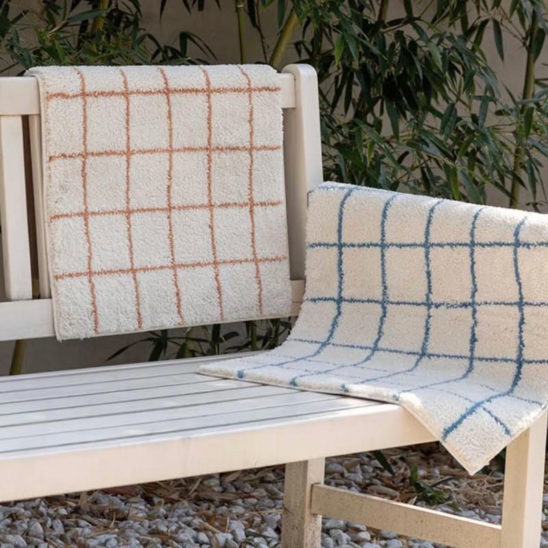Plush Velvet Tufted Grid Rug Bedroom Bathroom Entryway Non-Slip Absorbent Floor Mat