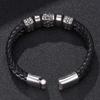 Genuine Braided Men Leather Bracelet Charm Stainless Steel Bracelets Fashion Jewelry Male Gift