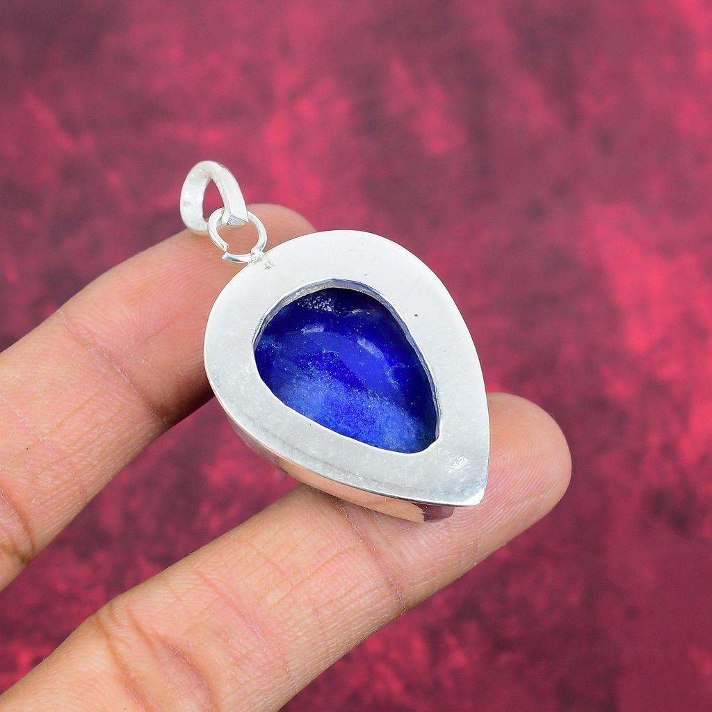 Подвеска с синим сапфиром, подвеска из драгоценного камня ручной работы, подвеска из стерлингового серебра 925 пробы, антикварные ювелирные изделия, для подарка на помолвку
