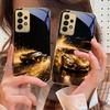 Летающий золотой суперкар Для Samsung A 01 52S A04 A05S A10 A12 13 22 23 24 36 42 M02 Note 10 20Ultra 8 9 Золотой стеклянный чехол для телефона