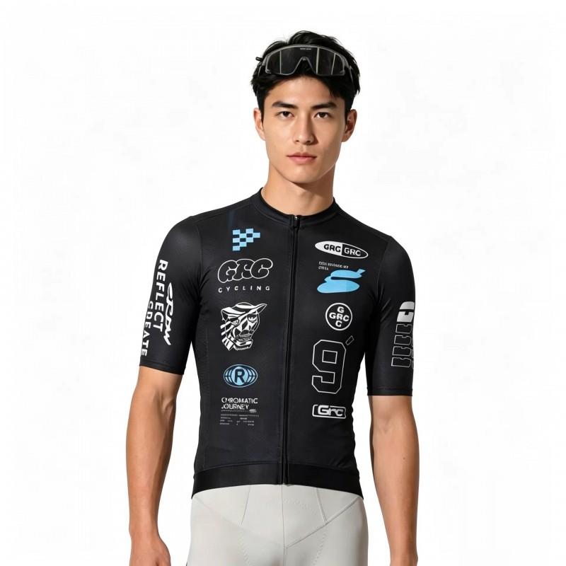 Mens Cycling Jersey Short Sleeve Breathable Quick-Dry Tiger Graffiti Design Road Bike Performance Top