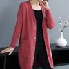 Вязаный кардиган, женский свободный корейский вариант средней длины, весенний свитер большого размера, толстая осенне-зимняя куртка с карманами