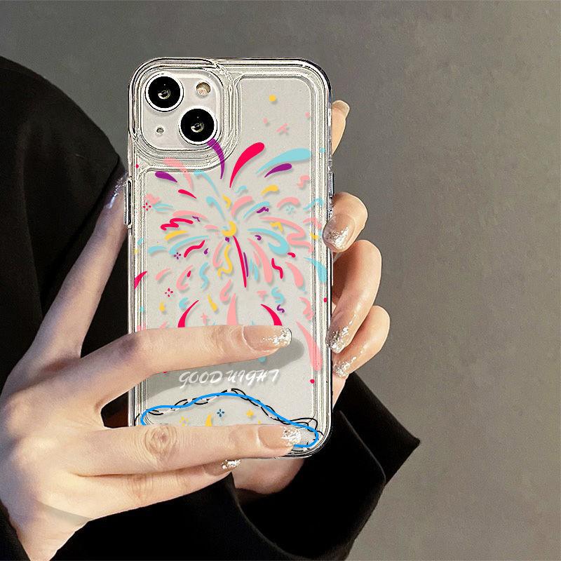 Цветные фейерверки в стиле ins подходит для iPhone17promax Apple 16 чехол для мобильного телефона 14/13 продвинутое чувство 15 поколение волосы