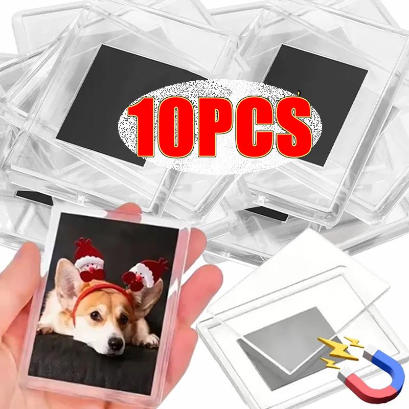 10 шт. Магнитные фоторамки Держатели для вставки фото Прозрачные магнитные держатели для фото DIY Магнитный держатель для дисплея на холодильник
