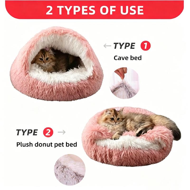Cozy Cat Bed Shell-Shaped Semi-Enclosed Sleeping Nest, Warm Soft Plush Pet Mattress Pad for Cats, Small Dogs and Kittens