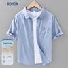 ROMON Мужская повседневная рубашка с коротким рукавом из смесовой льняной ткани
