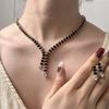 Fashion Bright Diamond Necklace Women'S Fashion Temperament Earrings Set Jewelry Niche Simple Two-Piece Set