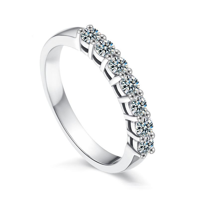 S Mozambican Steak Ring Closed Seven Princess Moissanite Ring Full of Tail Ring