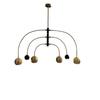 6 Lights Chandelier with Adjustable Arm, Raw Brass Design, Elegant Rotating Ceiling