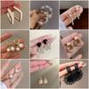 Серьги-подвески для женщин Белый Цветок Сердце Хрустальный Бант Круглый Круг Длинные Жемчужные Свисающие Серьги Геометрия Заявление Ювелирные изделия Подарок
